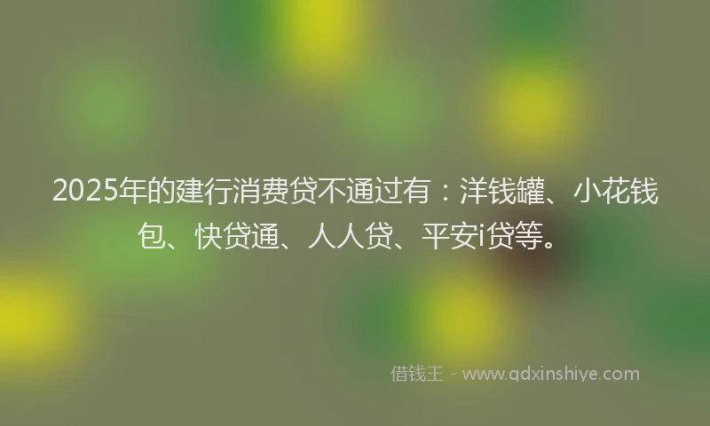 2025年的建行消费贷不通过有：洋钱罐、小花钱包、快贷通、人人贷、平安i贷等。