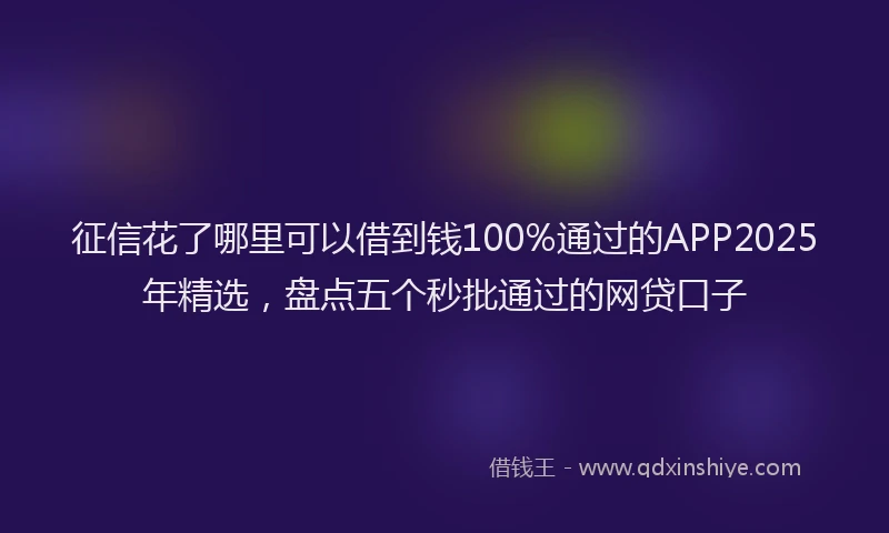 征信花了哪里可以借到钱100%通过的APP2025年精选，盘点五个秒批通过的网贷口子