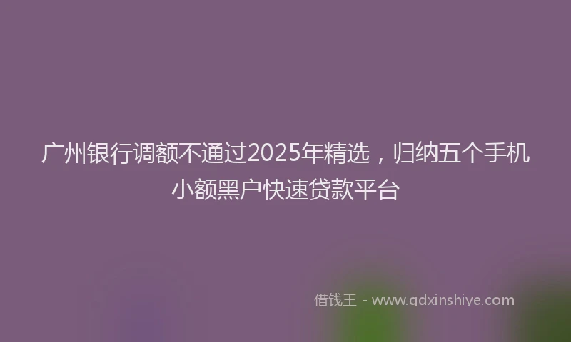 广州银行调额不通过2025年精选，归纳五个手机小额黑户快速贷款平台