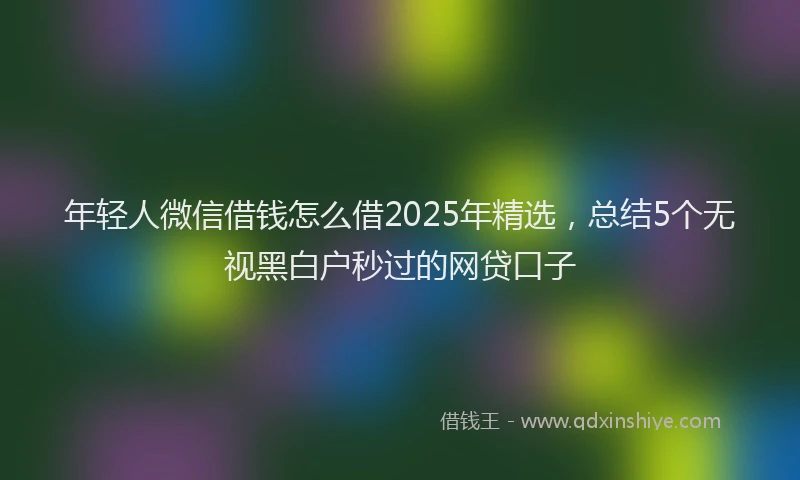 年轻人微信借钱怎么借2025年精选，总结5个无视黑白户秒过的网贷口子