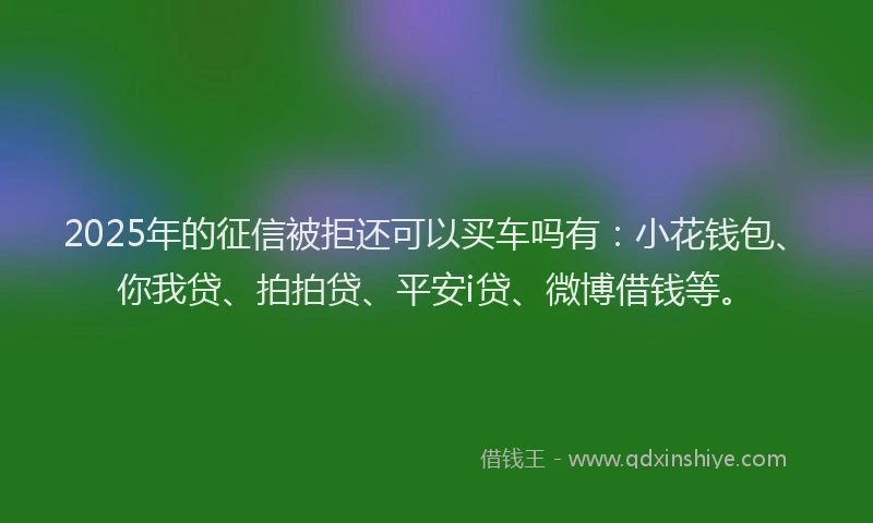 2025年的征信被拒还可以买车吗有：小花钱包、你我贷、拍拍贷、平安i贷、微博借钱等。
