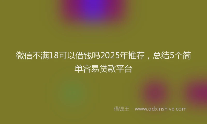 微信不满18可以借钱吗2025年推荐，总结5个简单容易贷款平台