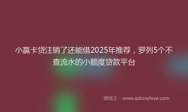 小赢卡贷注销了还能借2025年推荐，罗列5个不查流水的小额度贷款平台