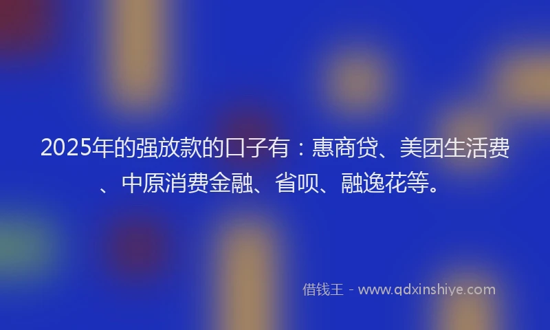 2025年的强放款的口子有：惠商贷、美团生活费、中原消费金融、省呗、融逸花等。