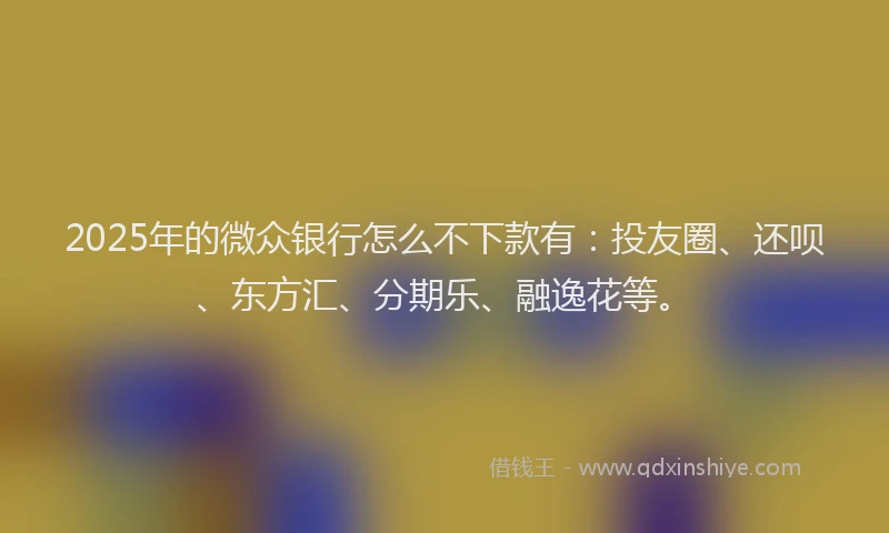 2025年的微众银行怎么不下款有：投友圈、还呗、东方汇、分期乐、融逸花等。