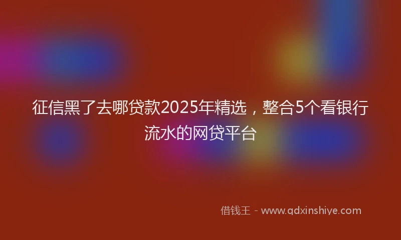 征信黑了去哪贷款2025年精选，整合5个看银行流水的网贷平台