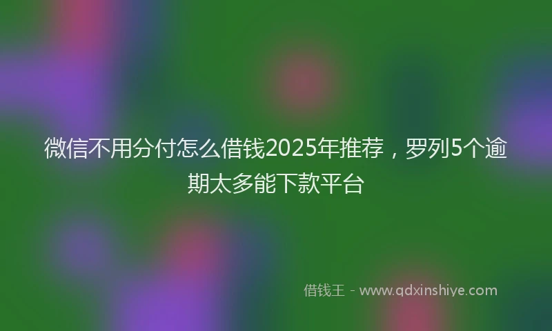 微信不用分付怎么借钱2025年推荐，罗列5个逾期太多能下款平台