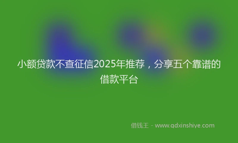 小额贷款不查征信2025年推荐，分享五个靠谱的借款平台