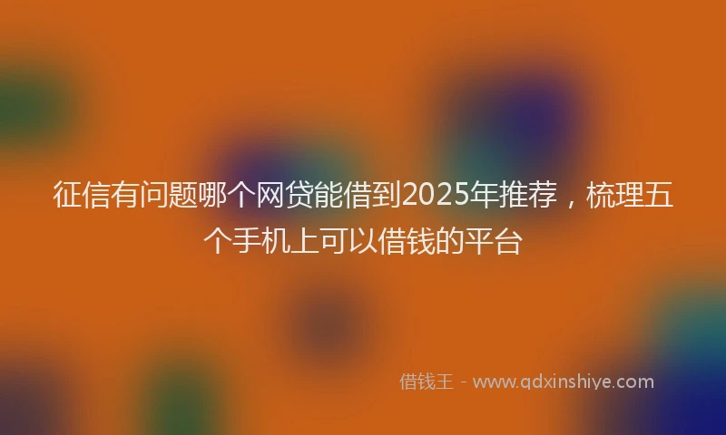 征信有问题哪个网贷能借到2025年推荐，梳理五个手机上可以借钱的平台