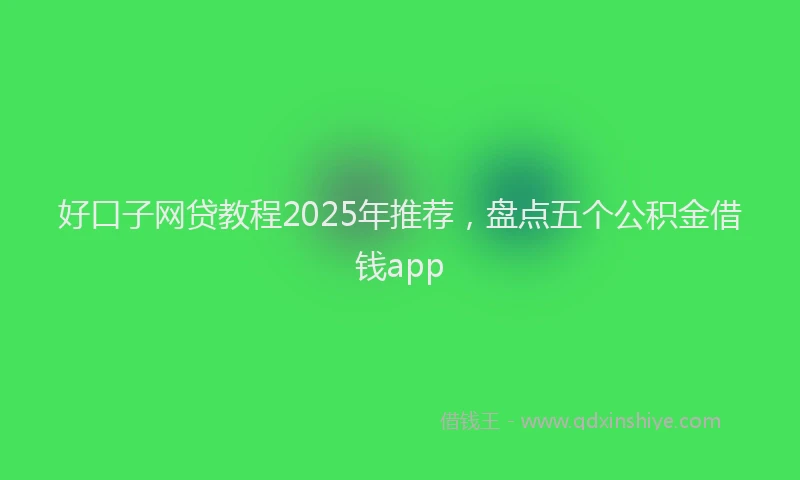 好口子网贷教程2025年推荐，盘点五个公积金借钱app