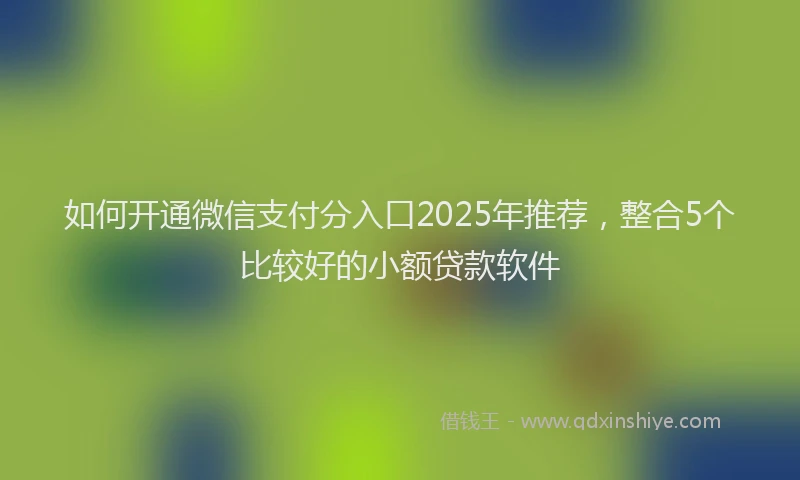 如何开通微信支付分入口2025年推荐，整合5个比较好的小额贷款软件