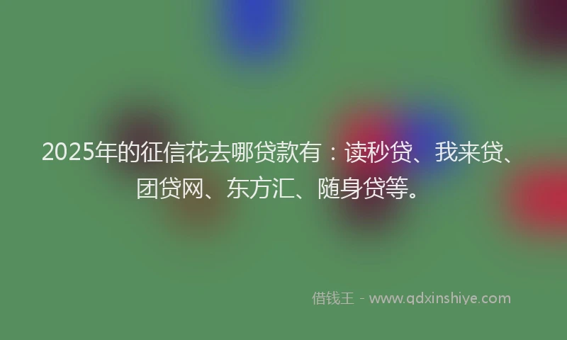 2025年的征信花去哪贷款有：读秒贷、我来贷、团贷网、东方汇、随身贷等。