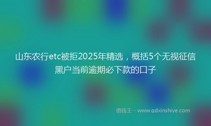 山东农行etc被拒2025年精选，概括5个无视征信黑户当前逾期必下款的口子