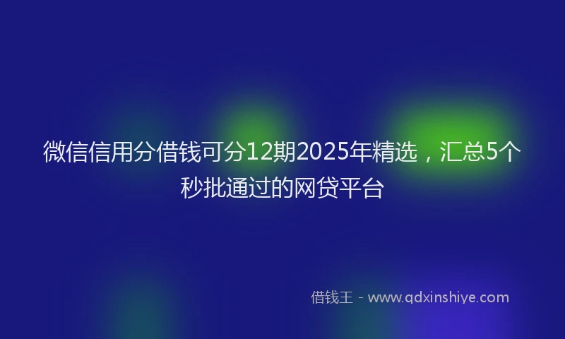 微信信用分借钱可分12期2025年精选，汇总5个秒批通过的网贷平台