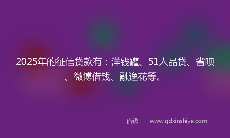 2025年的征信贷款有：洋钱罐、51人品贷、省呗、微博借钱、融逸花等。