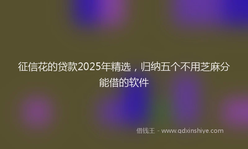 征信花的贷款2025年精选，归纳五个不用芝麻分能借的软件