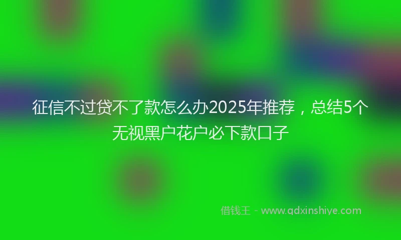 征信不过贷不了款怎么办2025年推荐，总结5个无视黑户花户必下款口子