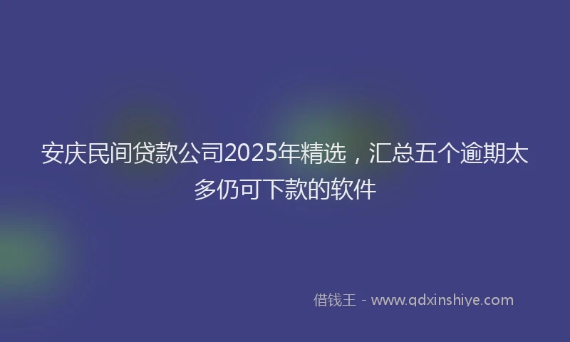 安庆民间贷款公司2025年精选，汇总五个逾期太多仍可下款的软件