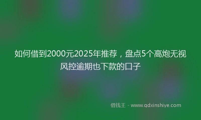 如何借到2000元2025年推荐，盘点5个高炮无视风控逾期也下款的口子