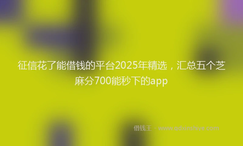 征信花了能借钱的平台2025年精选，汇总五个芝麻分700能秒下的app