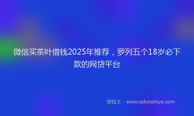 微信买茶叶借钱2025年推荐，罗列五个18岁必下款的网贷平台