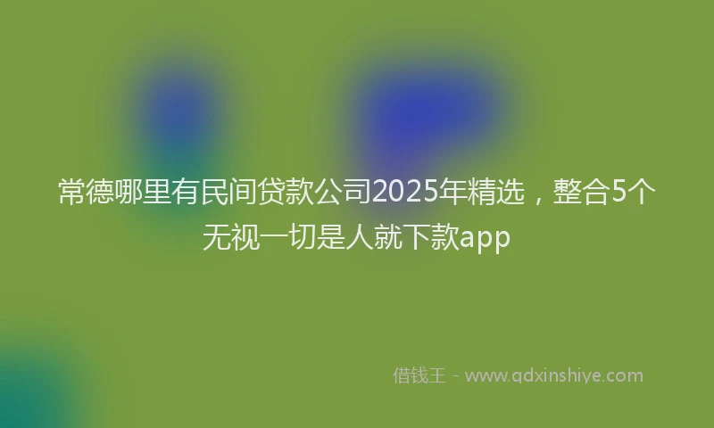 常德哪里有民间贷款公司2025年精选，整合5个无视一切是人就下款app