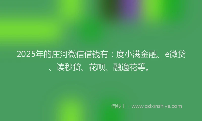 2025年的庄河微信借钱有：度小满金融、e微贷、读秒贷、花呗、融逸花等。