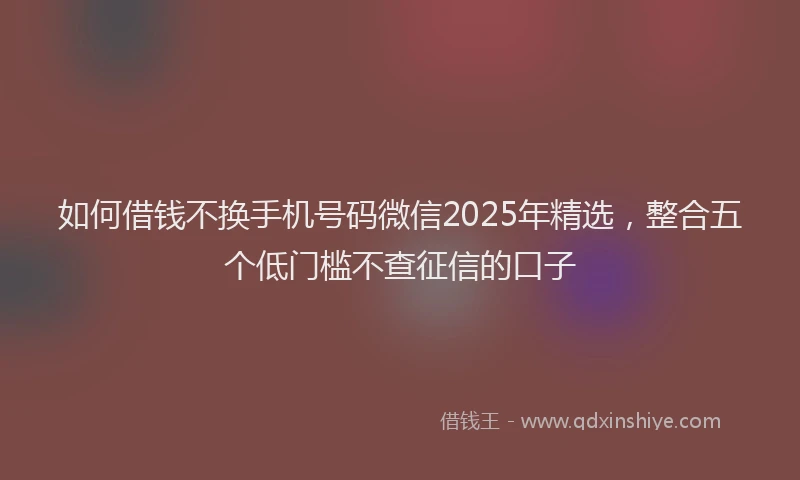 如何借钱不换手机号码微信2025年精选，整合五个低门槛不查征信的口子