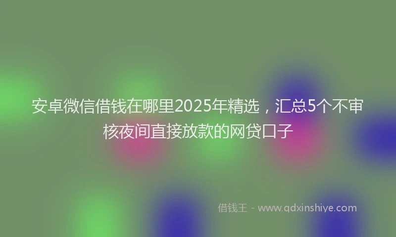 安卓微信借钱在哪里2025年精选，汇总5个不审核夜间直接放款的网贷口子