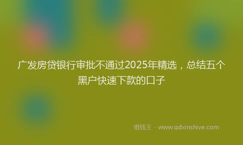 广发房贷银行审批不通过2025年精选，总结五个黑户快速下款的口子