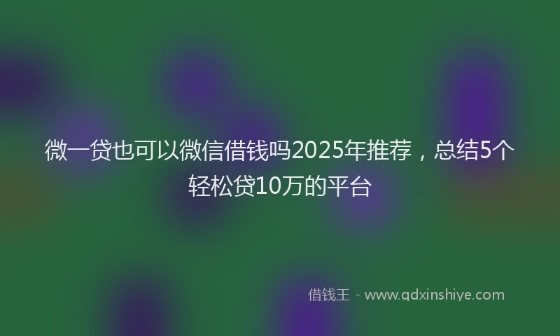 微一贷也可以微信借钱吗2025年推荐，总结5个轻松贷10万的平台