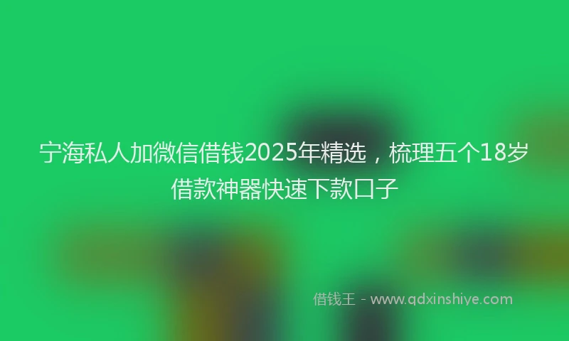 宁海私人加微信借钱2025年精选，梳理五个18岁借款神器快速下款口子