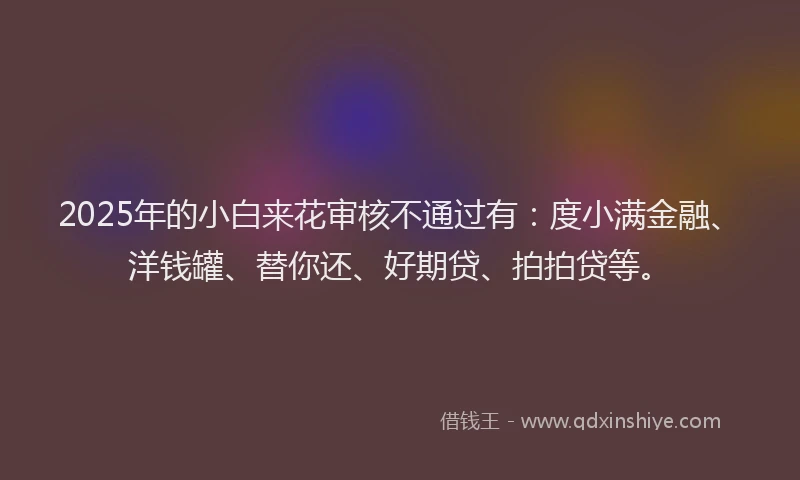 2025年的小白来花审核不通过有：度小满金融、洋钱罐、替你还、好期贷、拍拍贷等。