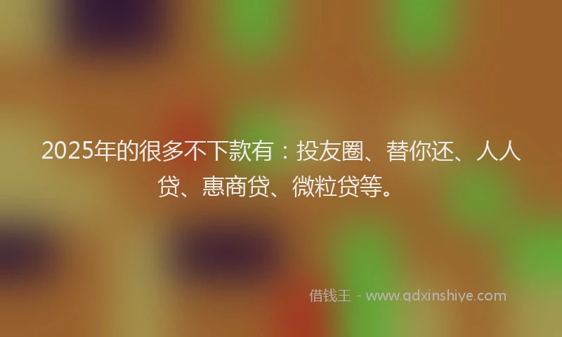 2025年的很多不下款有：投友圈、替你还、人人贷、惠商贷、微粒贷等。