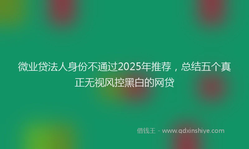 微业贷法人身份不通过2025年推荐，总结五个真正无视风控黑白的网贷