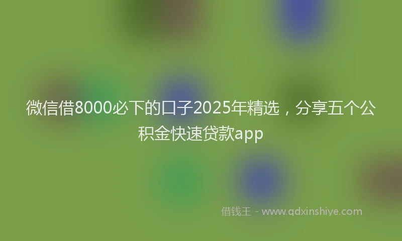 微信借8000必下的口子2025年精选，分享五个公积金快速贷款app
