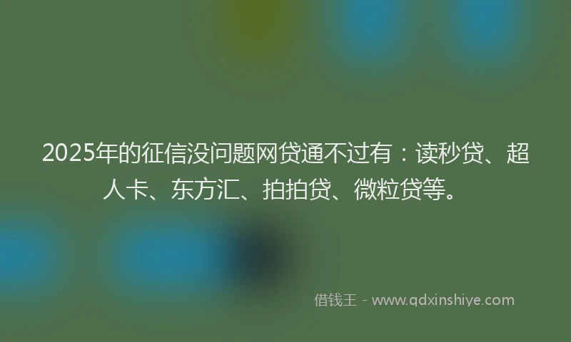 2025年的征信没问题网贷通不过有：读秒贷、超人卡、东方汇、拍拍贷、微粒贷等。