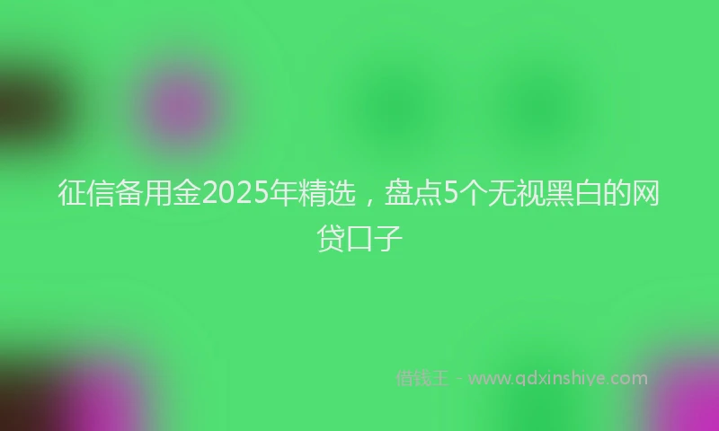征信备用金2025年精选，盘点5个无视黑白的网贷口子