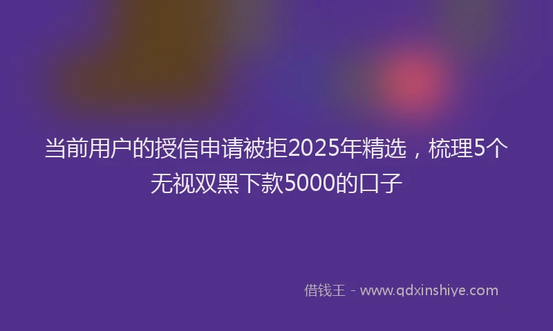 当前用户的授信申请被拒2025年精选，梳理5个无视双黑下款5000的口子
