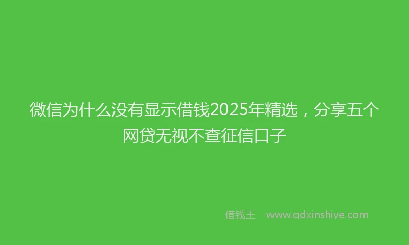 微信为什么没有显示借钱2025年精选，分享五个网贷无视不查征信口子
