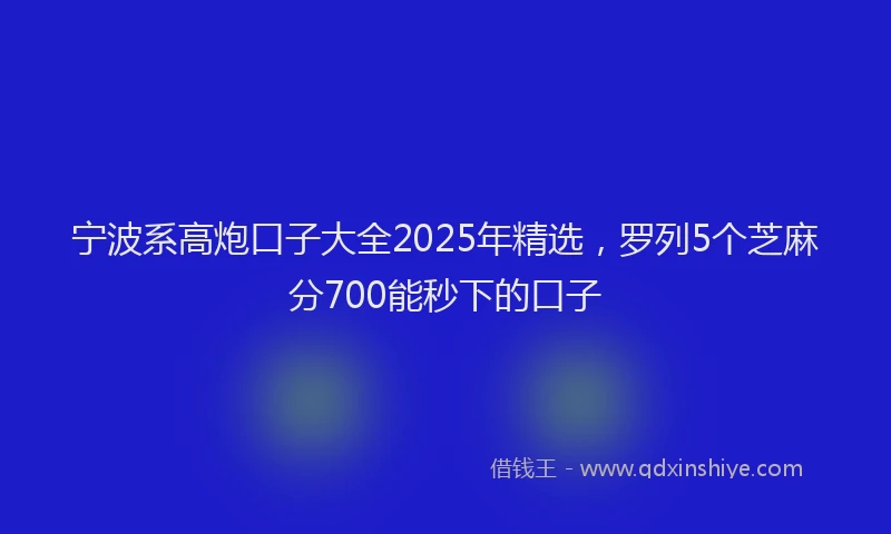 宁波系高炮口子大全2025年精选，罗列5个芝麻分700能秒下的口子