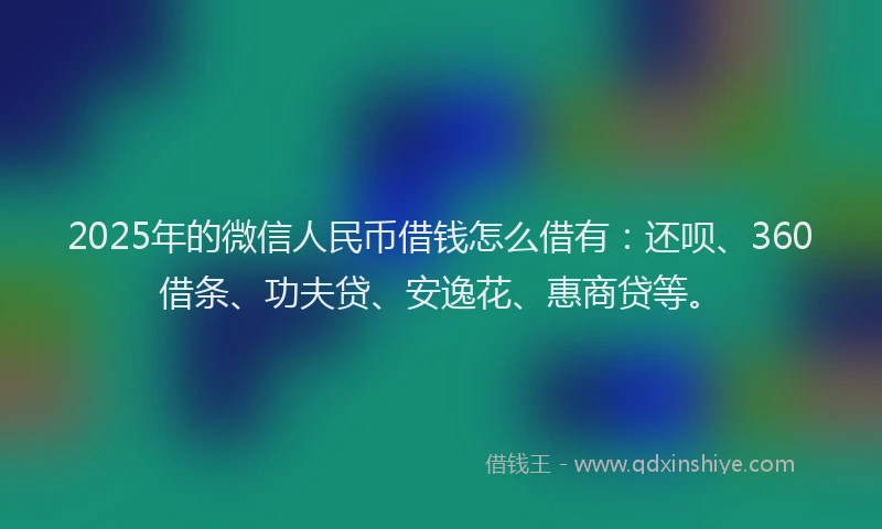 2025年的微信人民币借钱怎么借有：还呗、360借条、功夫贷、安逸花、惠商贷等。