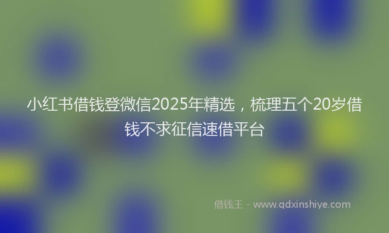 小红书借钱登微信2025年精选，梳理五个20岁借钱不求征信速借平台