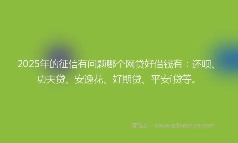 2025年的征信有问题哪个网贷好借钱有：还呗、功夫贷、安逸花、好期贷、平安i贷等。