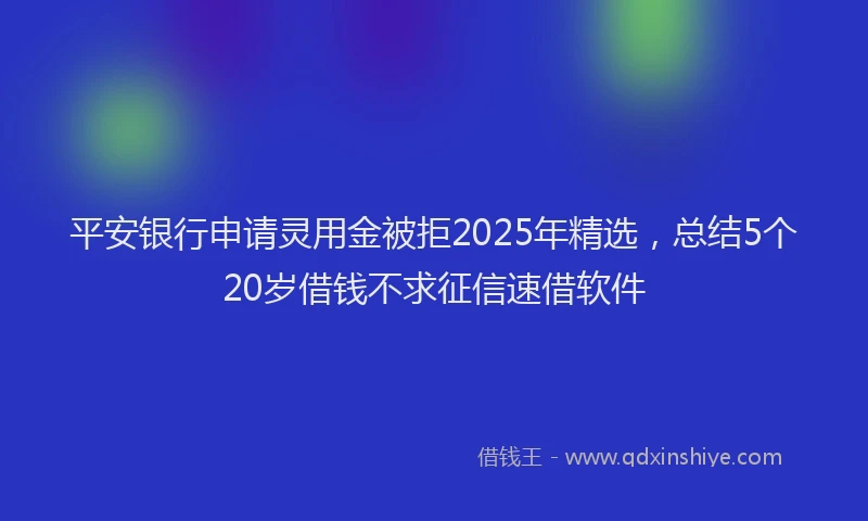 平安银行申请灵用金被拒2025年精选，总结5个20岁借钱不求征信速借软件
