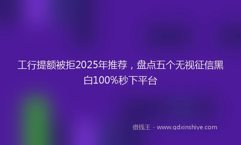 工行提额被拒2025年推荐，盘点五个无视征信黑白100%秒下平台