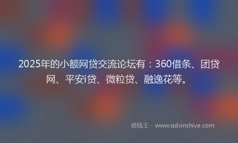 2025年的小额网贷交流论坛有：360借条、团贷网、平安i贷、微粒贷、融逸花等。