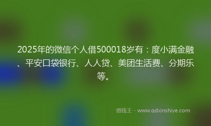 2025年的微信个人借500018岁有：度小满金融、平安口袋银行、人人贷、美团生活费、分期乐等。