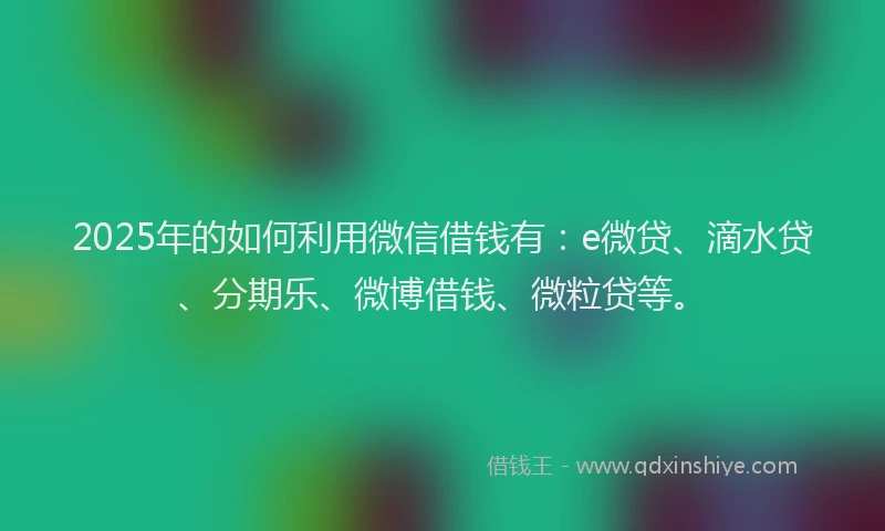 2025年的如何利用微信借钱有：e微贷、滴水贷、分期乐、微博借钱、微粒贷等。