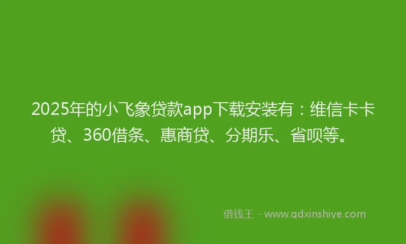 2025年的小飞象贷款app下载安装有：维信卡卡贷、360借条、惠商贷、分期乐、省呗等。